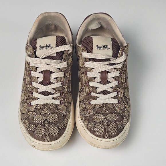 Coach Khaki Signature Jacquard Clip Low Top high Line Sneaker size 8 - Picture 5 of 16
